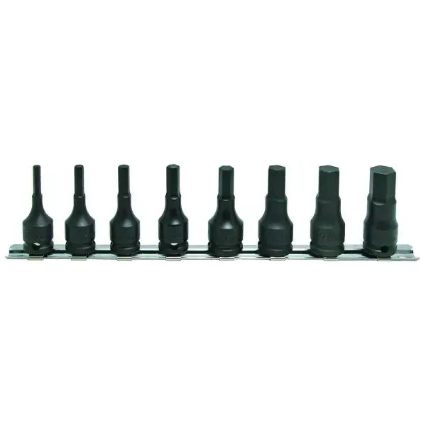 Ko-ken Tools Set of 8 3/8 in Square Drive Hexagon Bit Socket, 52mm Length - RS13012M/8-L52