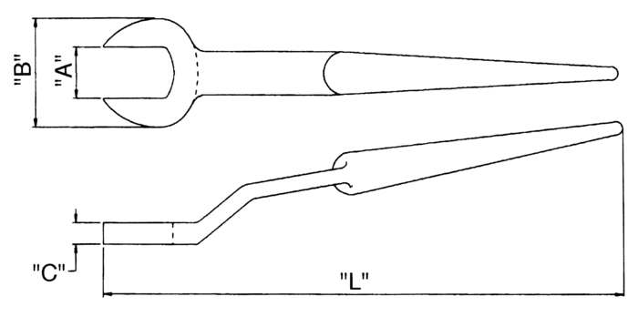 Wright Tool Structural Spud Black Industrial Open End Wrench with Offset Head, 15/16 in - WT 1730 Open End Wrench