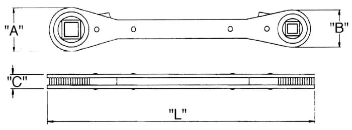 Wright Tool Air Conditioning and Refrigeration Reverse Ratcheting Box End Wrench, 1/4 in - 3/16 in x 3/8 in - 5/16 in Square - WT 9396 Box Wrench Wright Tool