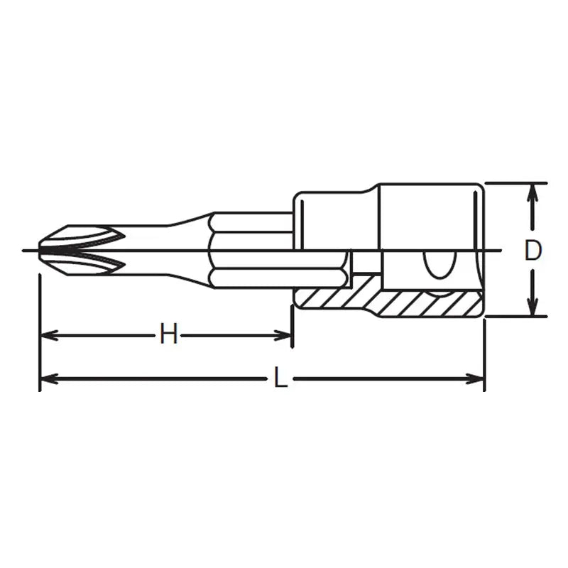 Ko-ken Tools 3/8 Sq. Dr. Bit Socket PH2 Length 60mm Ko-ken Tools