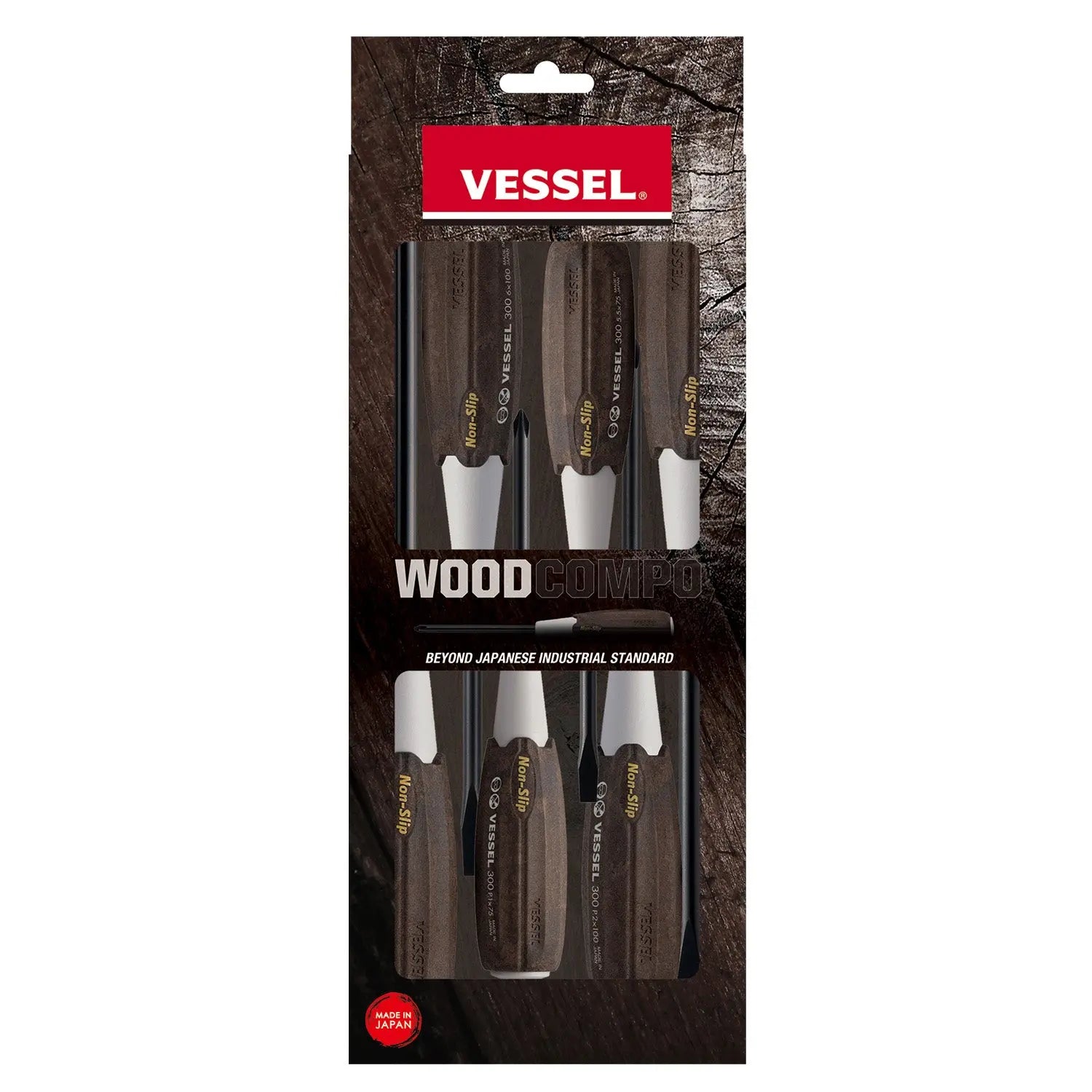 Vessel Tools Set of 6 Wood-Compo Non-Slip Screwdriver - VL 3006CS Vessel Tools