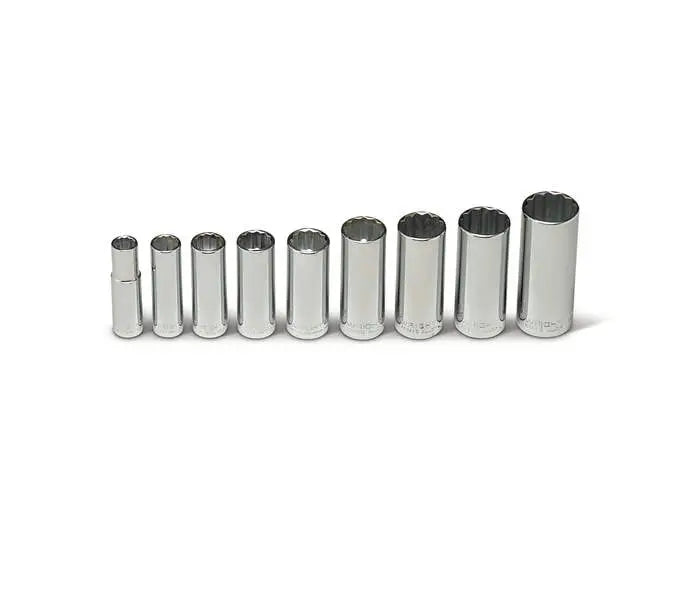 Wright Tool 9 Piece 3/8 in Drive 12-Point Deep Socket Set, 3/8 - 7/8 in - WT 300 Socket Set Wright Tool
