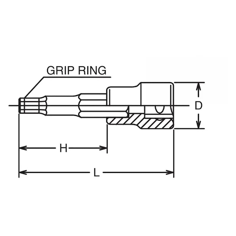 Ko-ken Tools 3/8 Sq. Dr. Bit Socket 7mm Grip Ring Length 100mm Ko-ken Tools