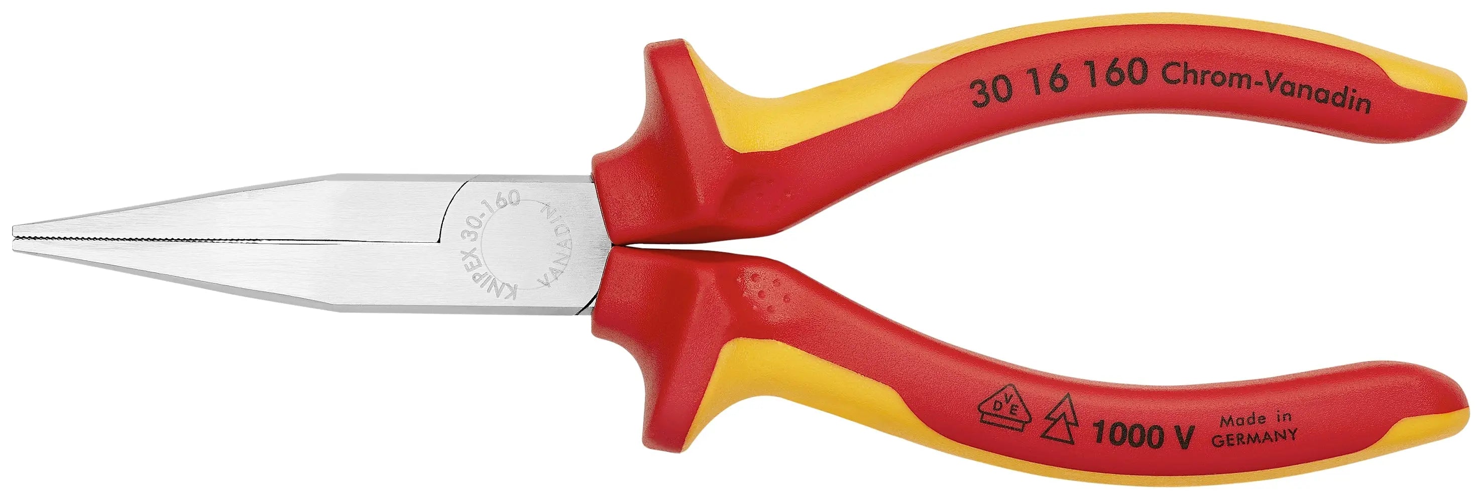 Knipex 30 16 160 KN | Long Nose Pliers, Flat Tips, 1000V Insulated Knipex