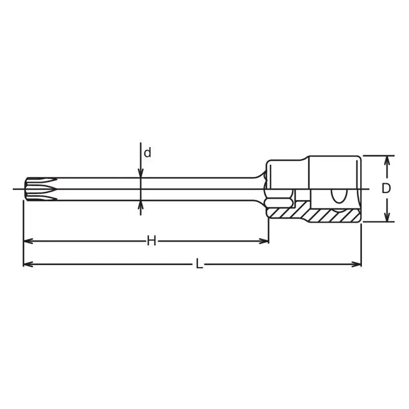 Ko-ken Tools 3/8 Sq. Dr. Round Shank TORXÂ® T20 Bit Socket - Length 100mm Ko-ken Tools