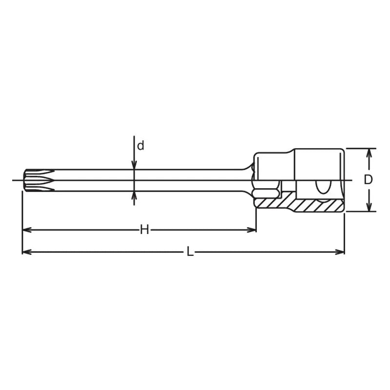 Ko-ken Tools 3/8 Sq. Dr. Round Shank TORXÂ® T45 Bit Socket - Length 100mm Ko-ken Tools