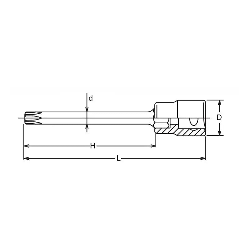 Ko-ken Tools 3/8 Sq. Dr. Round Shank Temper-Resistant TORXÂ® T55H Bit Socket - Length 100mm Ko-ken Tools