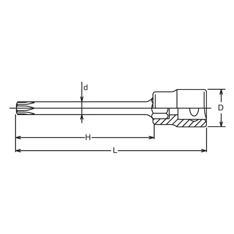 Ko-ken Tools 3/8 Sq. Dr. Round Shank TORXÂ® T55 Bit Socket - Length 100mm Ko-ken Tools
