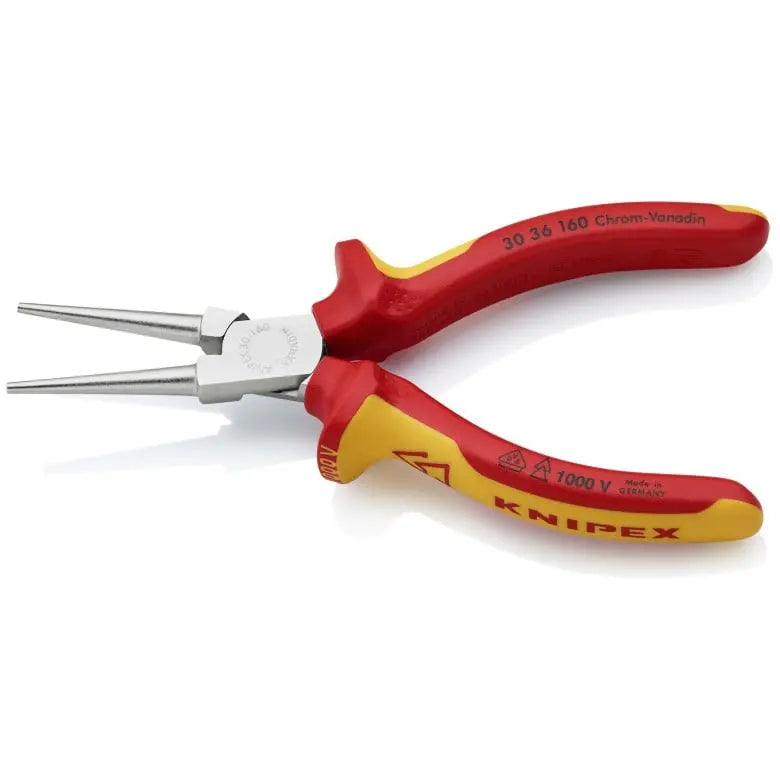Knipex 1000V Insulated Round Tips Long Nose Plier, 6-1/4 in - KN 30 36 160 Knipex