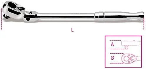 Beta Tools (Article# 920M/56) 1/2 in Drive Reversible Swivel Ratchet with Metal Handle - BT 9200894 Beta Tools