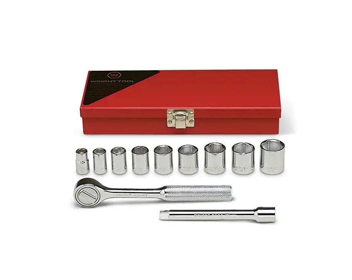 Wright Tool 11 Piece 3/8 in Drive Metal Boxed 6-Point Standard SAE Socket Set, 3/8 - 7/8 in - WT 327 Socket Set Wright Tool