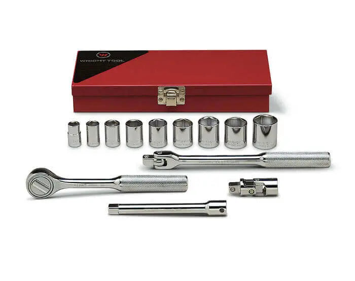 Wright Tool 13 Piece 3/8 in Drive Metal Boxed 6-Point Standard SAE Socket Set, 3/8 - 7/8 in - WT 329 Socket Set Wright Tool