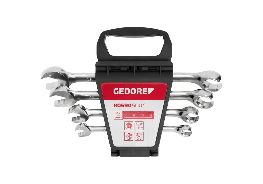 Gedore Set of 4 Open Ended Combination Ratchet Wrench, 10 - 19mm - GD 3300032 Gedore