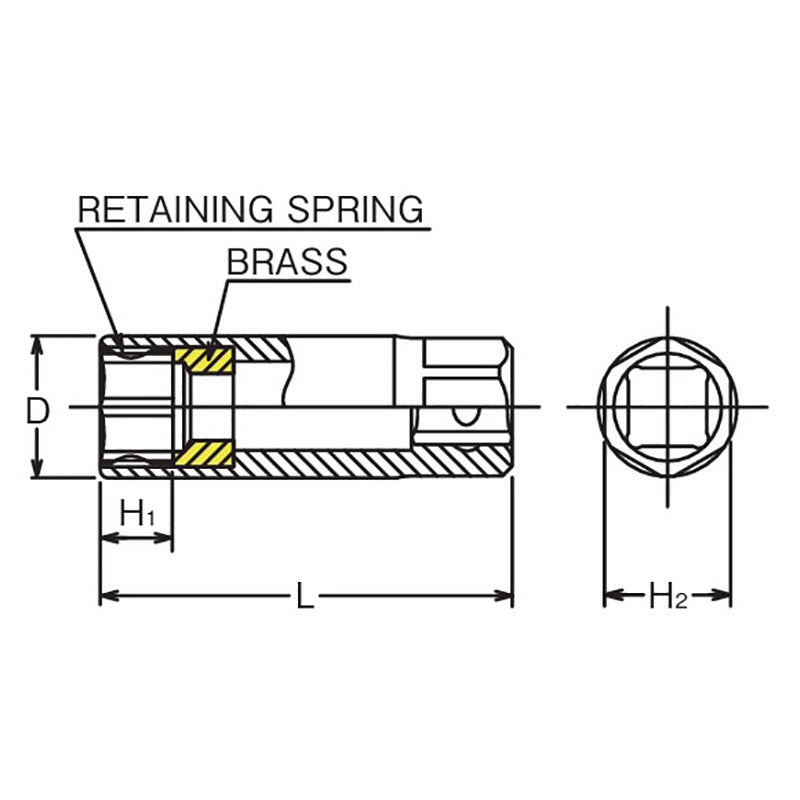 Ko-ken Tools 3/8 Sq. Dr. 6-Point Clip Type Spark Plug Socket 13mm