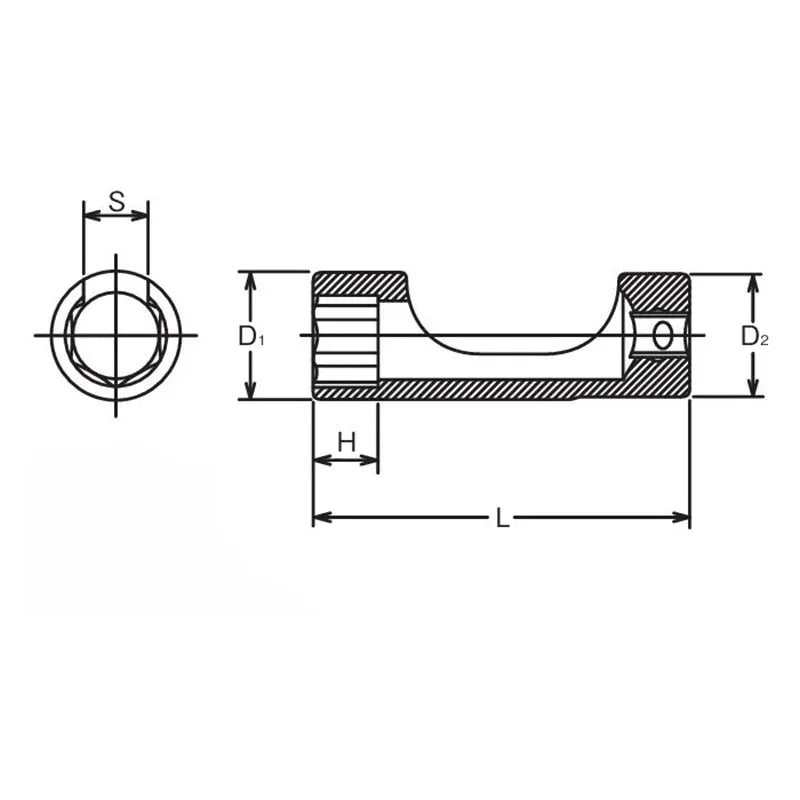 Ko-ken Tools 3/8 Sq. Dr. Flare Nut Metric Chrome Socket in 17mm Ko-ken Tools