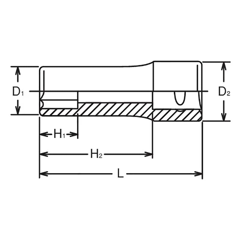 Ko-ken Tools 3/8 Sq. Dr. Socket 18mm 6 point Length 55mm Ko-ken Tools
