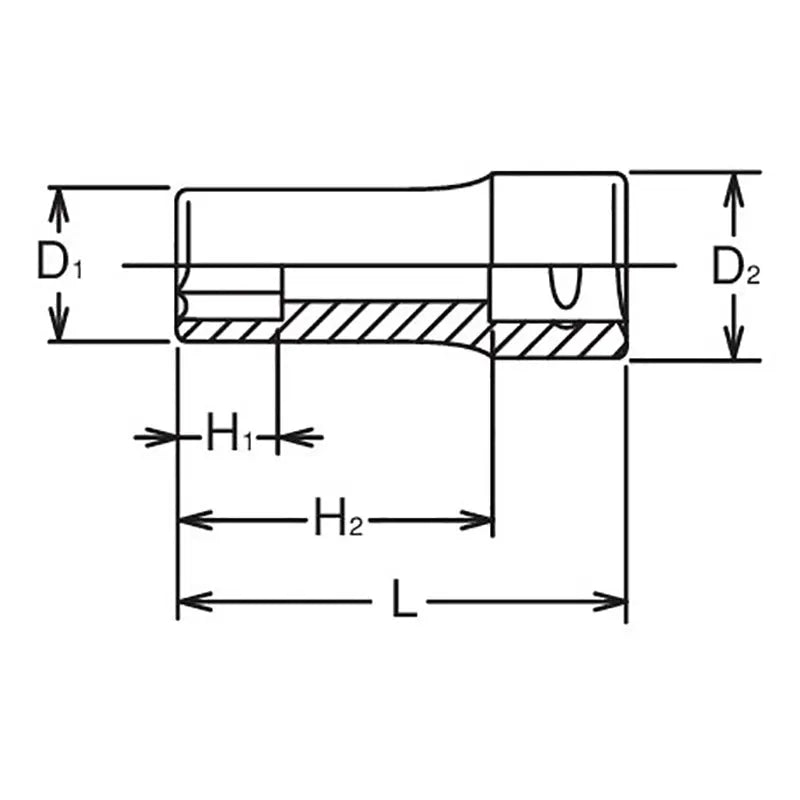 Ko-ken Tools 3/8 Sq. Dr. Socket 12mm 6 point Length 40mm Ko-ken Tools