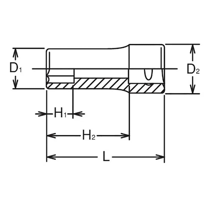 Ko-ken Tools 3/8 Sq. Dr. Socket 15mm 6 point Length 40mm Ko-ken Tools