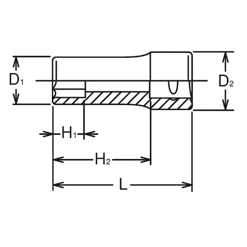 Ko-ken Tools 3/8 Sq. Dr. Socket 16mm 6 point Length 40mm Ko-ken Tools