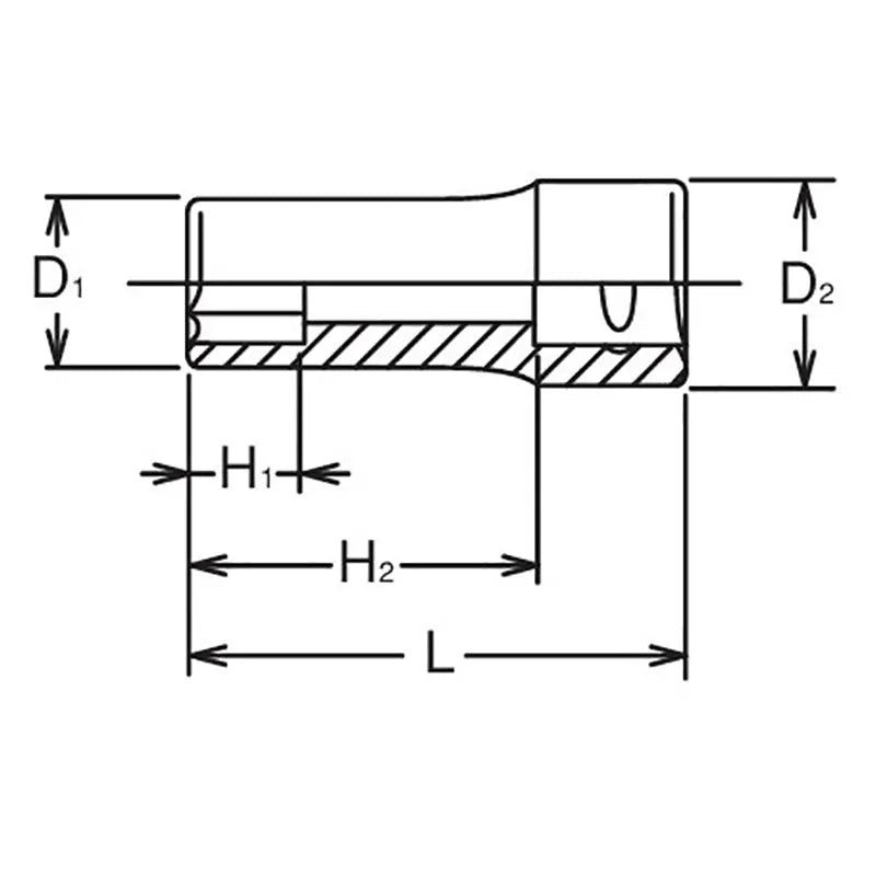 Ko-ken Tools 3/8 Sq. Dr. Socket 8mm 6 point Length 40mm Ko-ken Tools