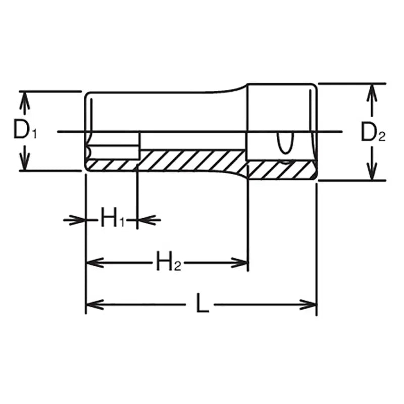 Ko-ken Tools 3/8 Sq. Dr. Socket 7/16 6 point Length 40mm Ko-ken Tools