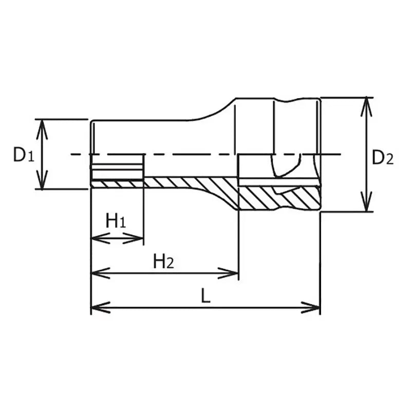 Ko-ken Tools 3/8 Sq. Dr. Z-series Metric Semi-Deep 6 point Chrome Socket - 19mm Ko-ken Tools