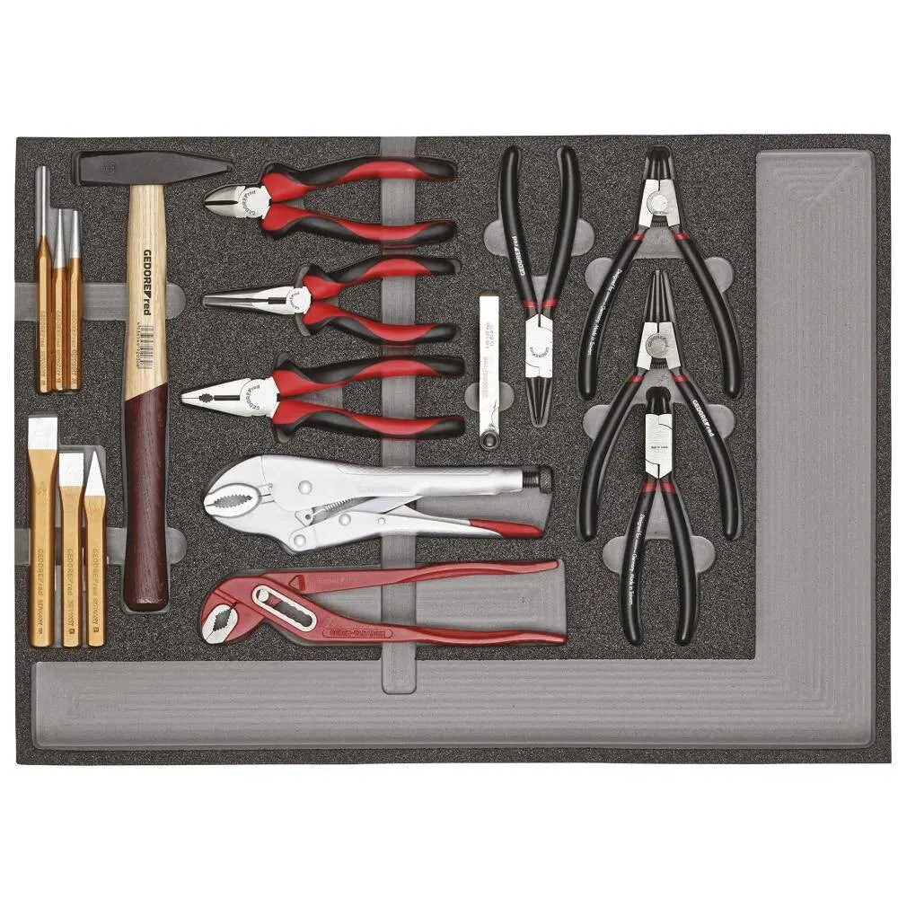 Gedore Red Set of 29 Tools with Foam Module - Plier, Hammer and Chisel - GD 3301682