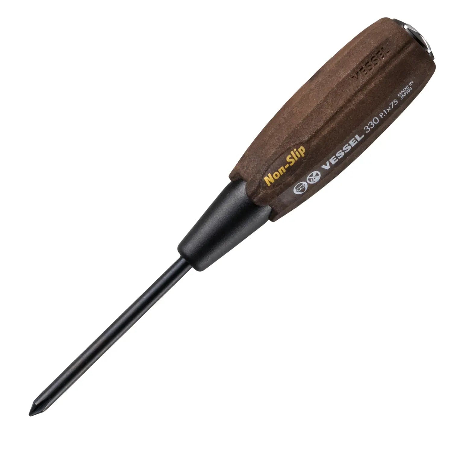 Vessel Tools Wood-Compo Tang-Thru Screwdriver, PH1 x 75mm - VL 330P175 Vessel Tools