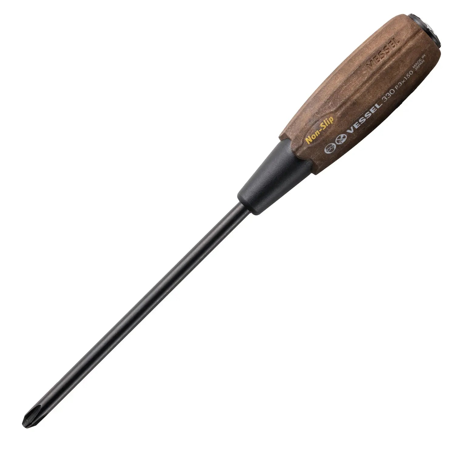 Vessel Tools Wood-Compo Tang-Thru Screwdriver, PH3 x 150mm - VL 330P3150 Vessel Tools