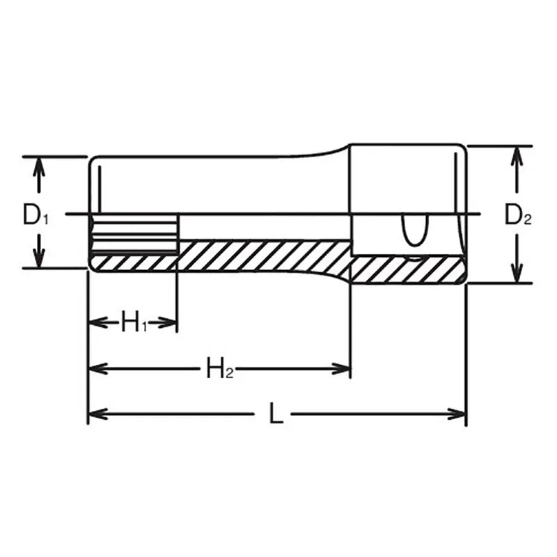 Ko-ken Tools 3/8 Sq. Dr. Socket 19mm 12 point Length 55mm Ko-ken Tools