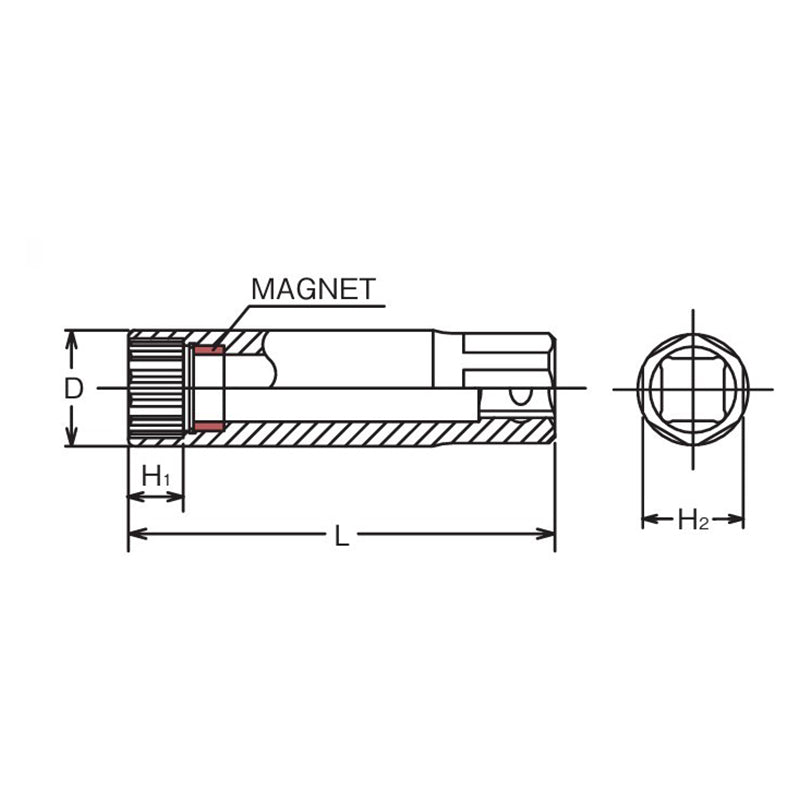 Ko-ken Tools 3/8 Sq. Dr. 12-Point Magnetic Spark Plug Socket 16mm