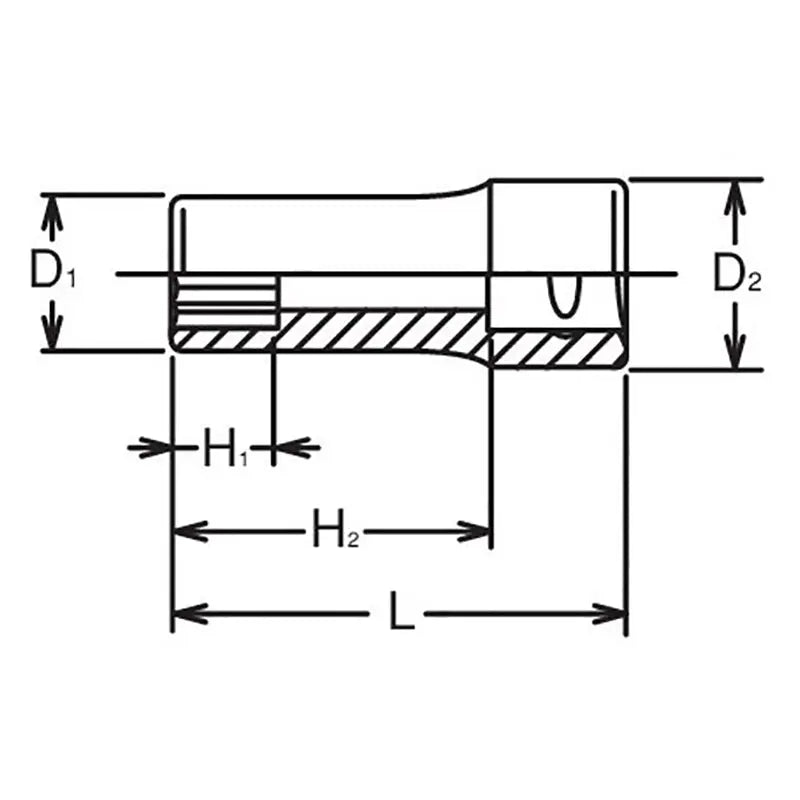 Ko-ken Tools 3/8 Sq. Dr. Socket 19mm 12 point Length 40mm Ko-ken Tools