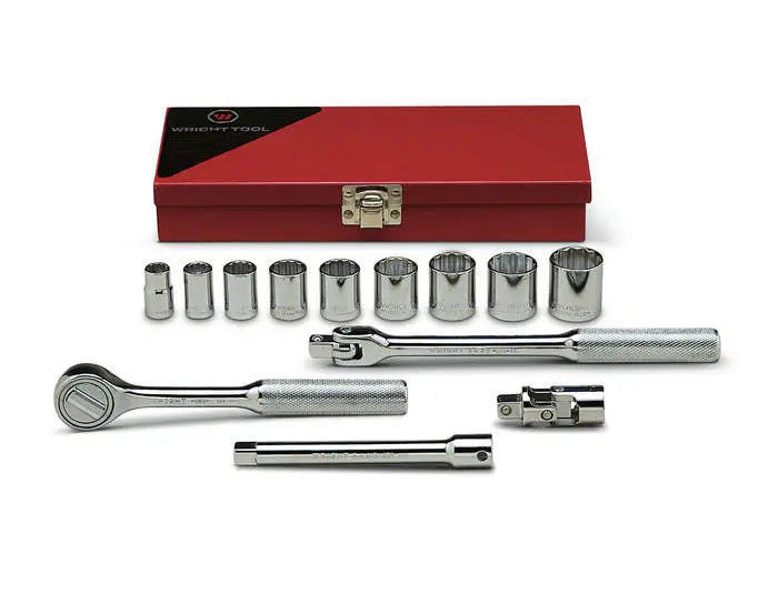 Wright Tool 13 Piece 3/4 in Drive 12-Point Metal Boxed SAE Socket Set, 7/8 - 1-5/8 in - WT 614 Socket Set Wright Tool