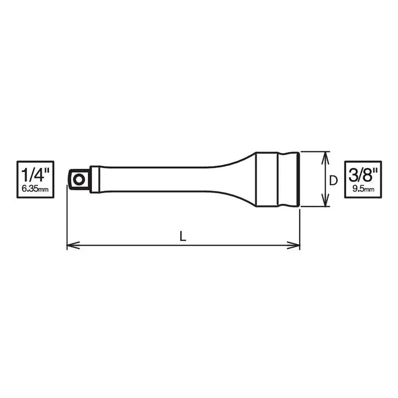 Ko-ken Tools 3/8 Sq. Dr. Adaptor 1/4 Square Length 75mm Z-series Ko-ken Tools