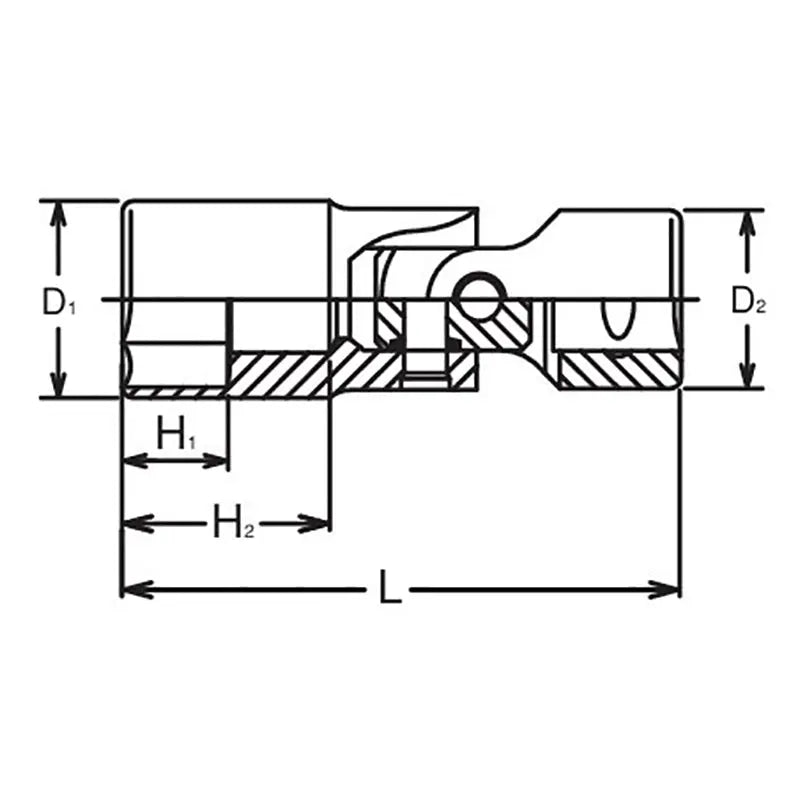 Ko-ken Tools 3/8 Sq. Dr. Universal Socket 10mm Length 75mm Ko-ken Tools