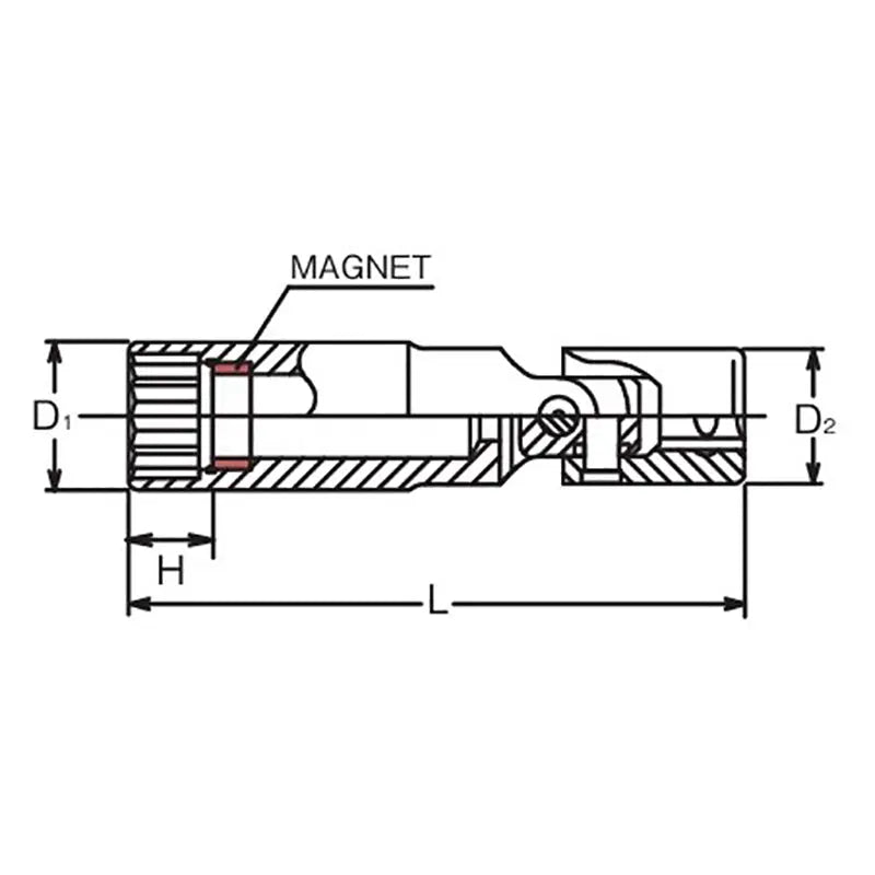 Ko-ken Tools 3/8 Sq. Dr. Universal 12-Point Magnetic Spark Plug Socket 14mm Ko-ken Tools