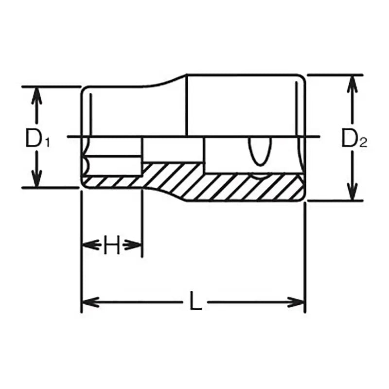 Ko-ken Tools 3/8 Sq. Dr. 6 point Metric Chrome Socket in 7mm Ko-ken Tools
