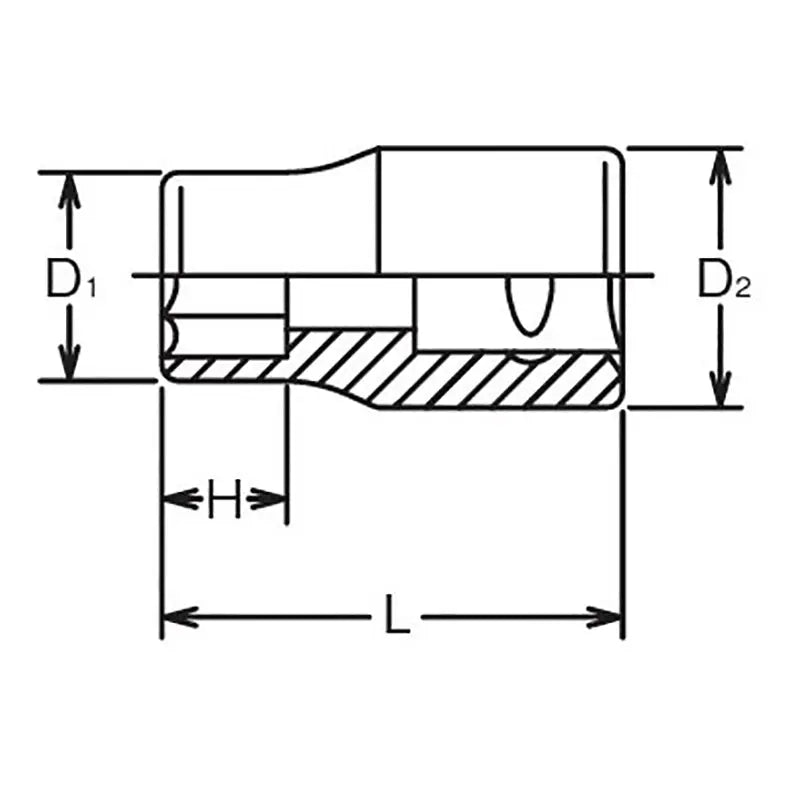 Ko-ken Tools 3/8 Sq. Dr. Socket 8mm 6 point Length 26mm Ko-ken Tools
