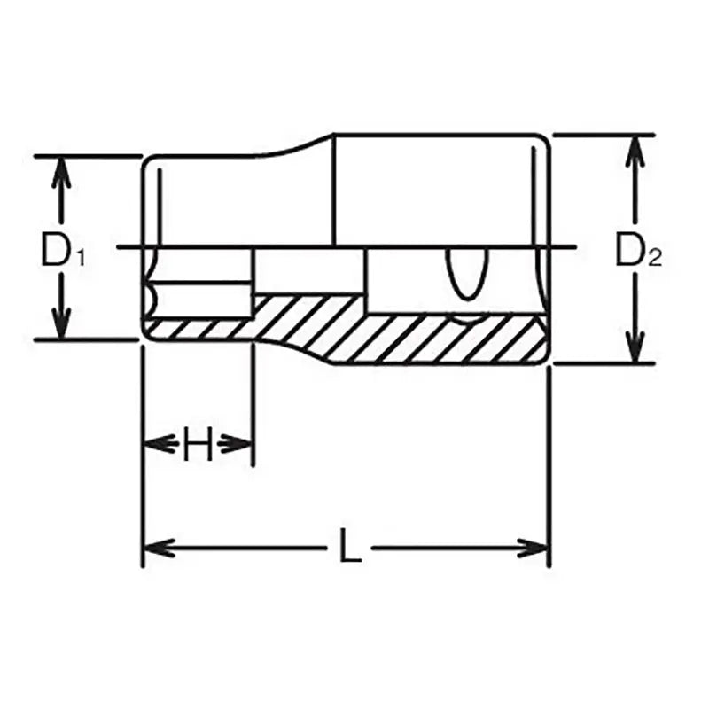 Ko-ken Tools 3/8 Sq. Dr. Socket 9mm 6 point Length 26mm Ko-ken Tools