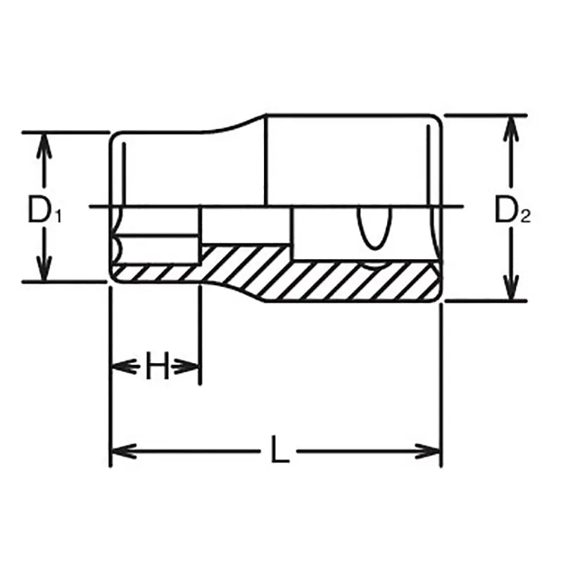 Ko-ken Tools 3/8 Sq. Dr. Socket Whitworth 1/8 6 point Length 26mm Ko-ken Tools