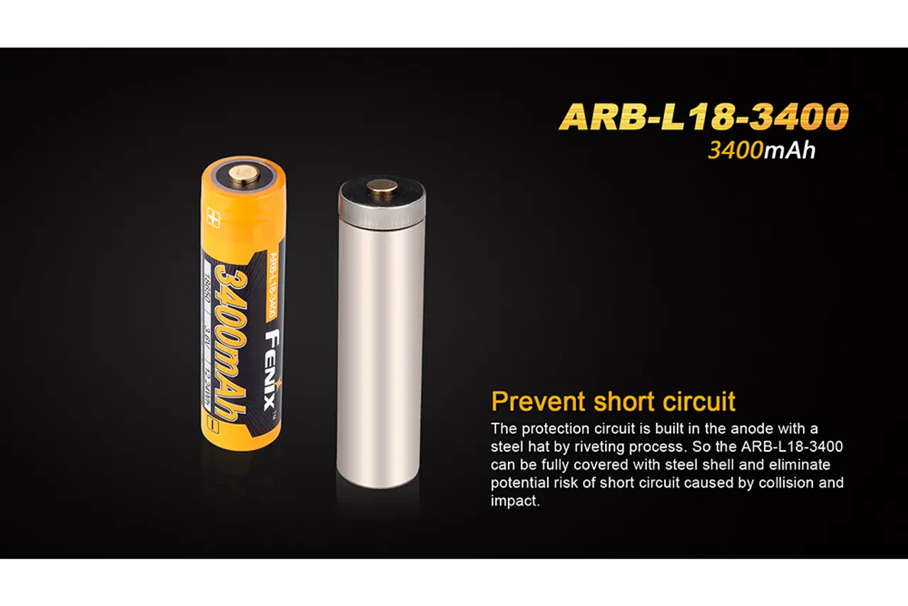 Fenix 18650 Rechargeable Battery, 3400mAh - F FX-ARBL183400 Fenix