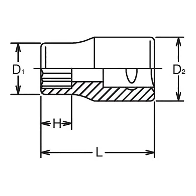 Ko-ken Tools 3/8 Sq. Dr. 12 Point SAE Chrome Socket in 1" Ko-ken Tools