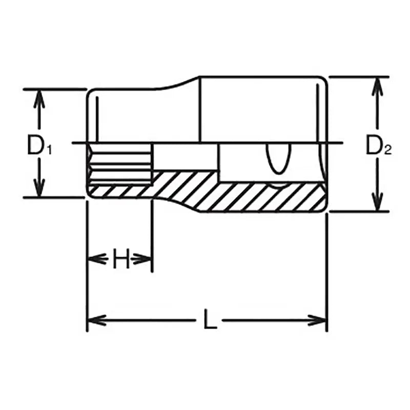 Ko-ken Tools 3/8 Sq. Dr. Socket 15mm 12 point Length 28mm Ko-ken Tools
