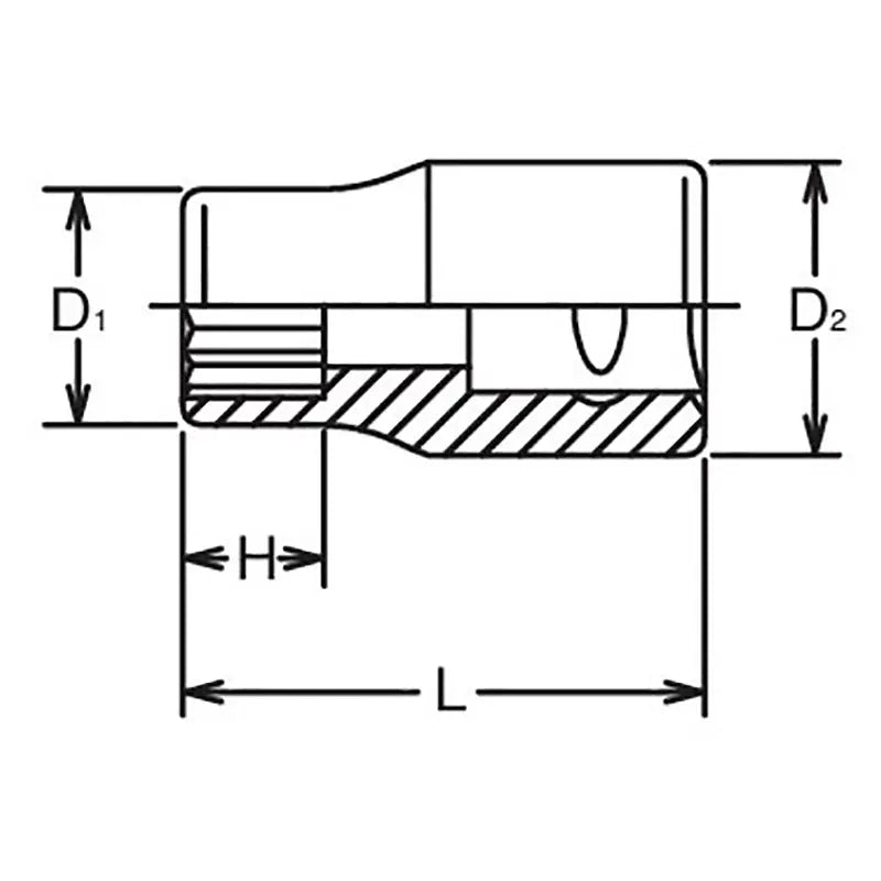 Ko-ken Tools 3/8 Sq. Dr. Socket 25mm 12 point Length 34mm Ko-ken Tools