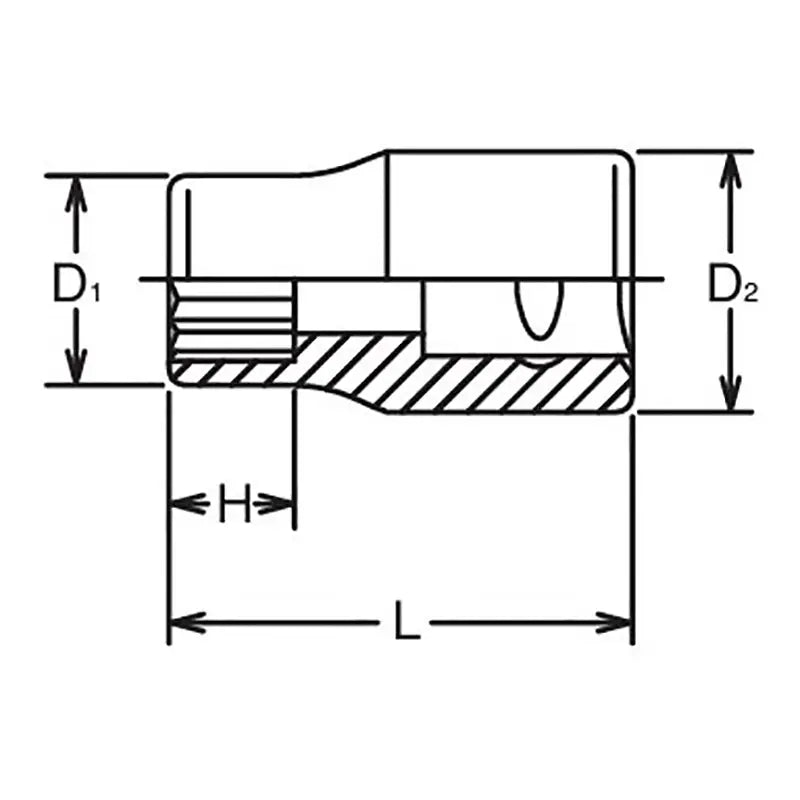 Ko-ken Tools 3/8 Sq. Dr. Socket 7mm 12 point Length 26mm Ko-ken Tools