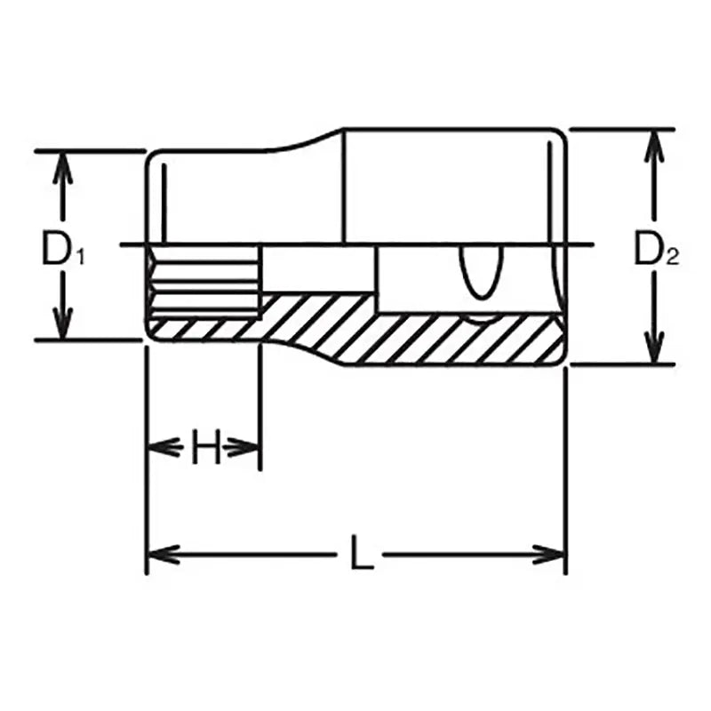 Ko-ken Tools 3/8 Sq. Dr. Socket 8mm 12 point Length 26mm Ko-ken Tools