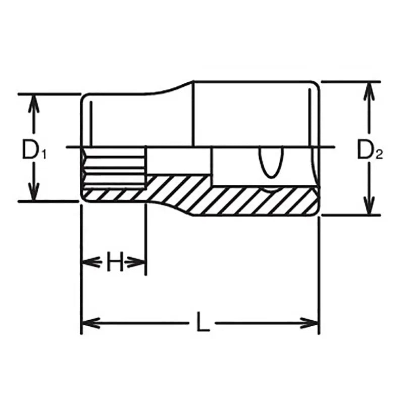 Ko-ken Tools 3/8 Sq. Dr. Socket Whitworth 1/4 12 point Length 26mm Ko-ken Tools