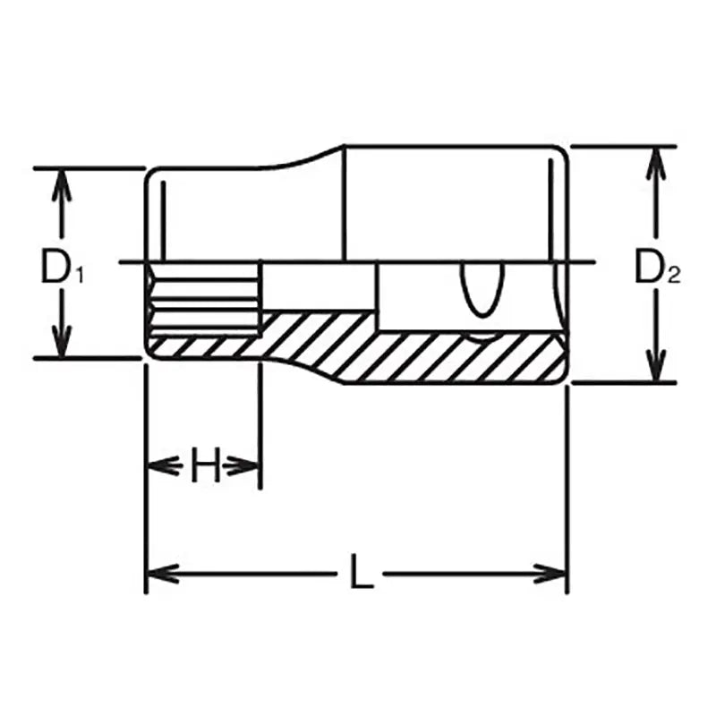 Ko-ken Tools 3/8 Sq. Dr. Socket Whitworth 1/8 12 point Length 26mm Ko-ken Tools