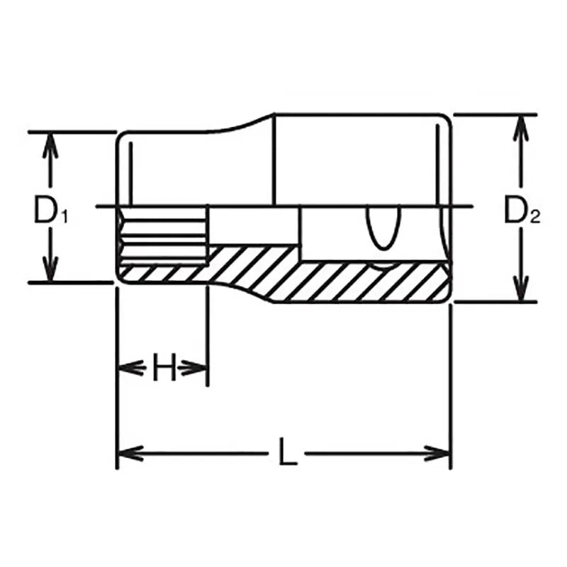 Ko-ken Tools 3/8 Sq. Dr. Socket Whitworth 7/16 12 point Length 32mm Ko-ken Tools