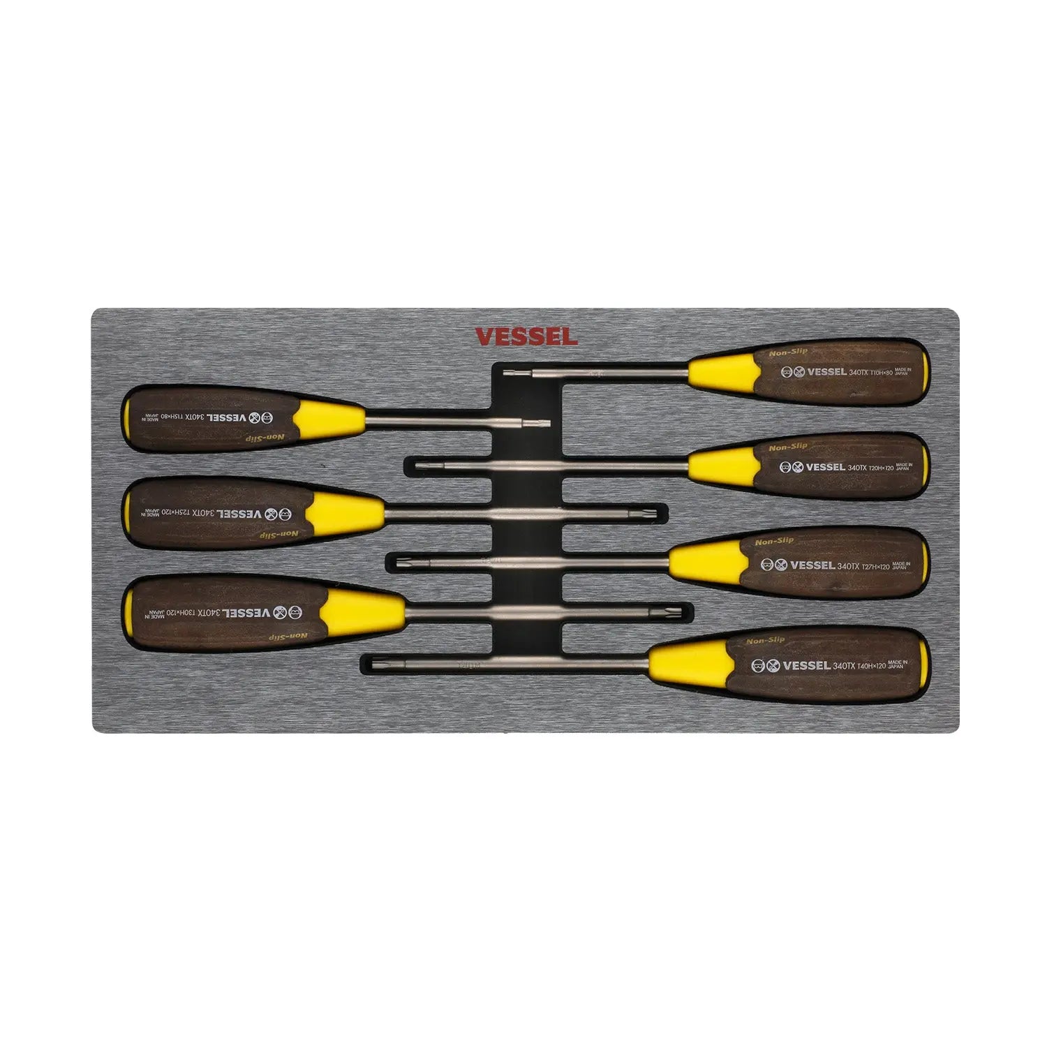 Vessel Tools Set of 7 Wood-Compo Non-Slip Tamper-Proof Torx Screwdriver - VL 3407EVA Vessel Tools